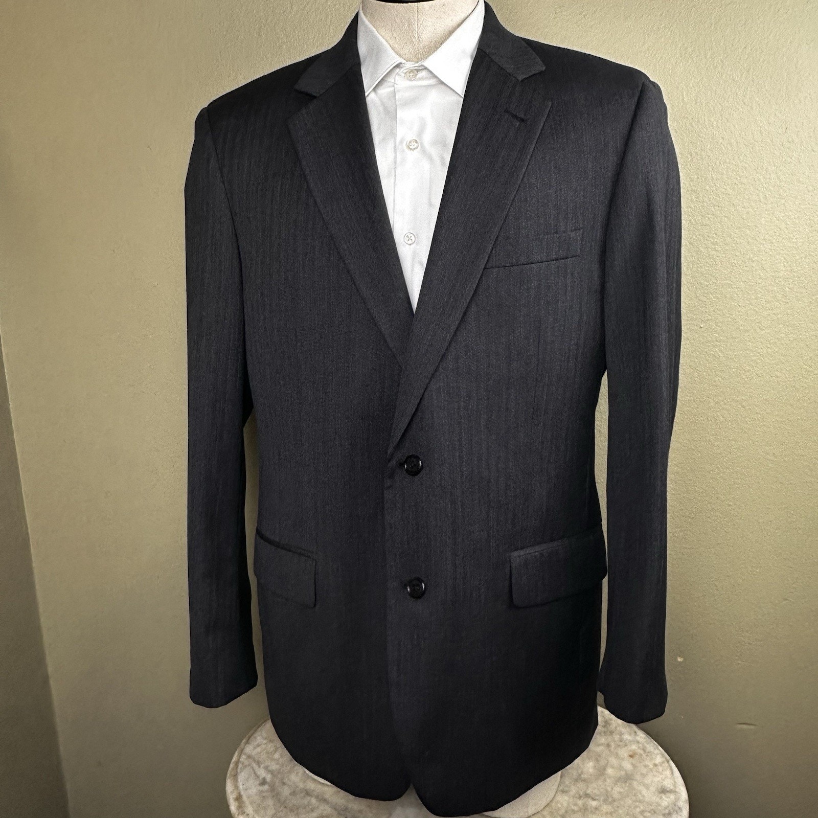 Jos A. Bank Men 42r Blazer Sport Coat Dark Gray Wool Excellent